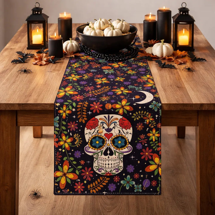 Chemin de Table Squelette Fleuri