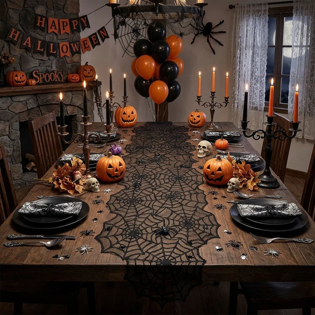Chemin de Table Toile d’Araignée macabre