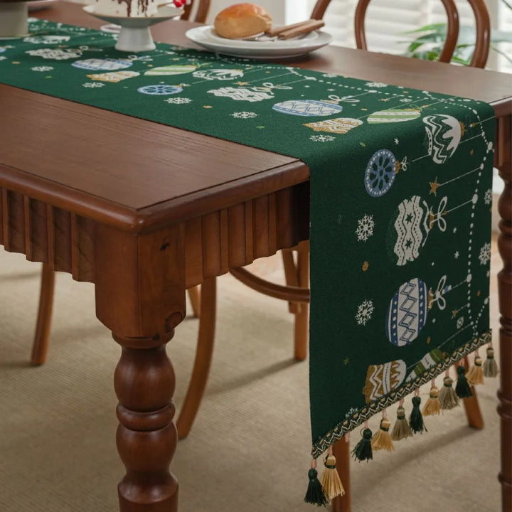 Chemin de Table Vert à Boules pour  Noel 
