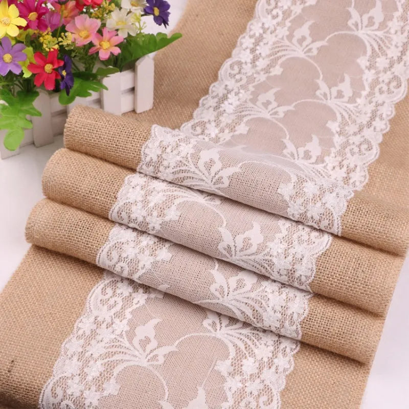 Chemin de Table en Jute Mariage Chic