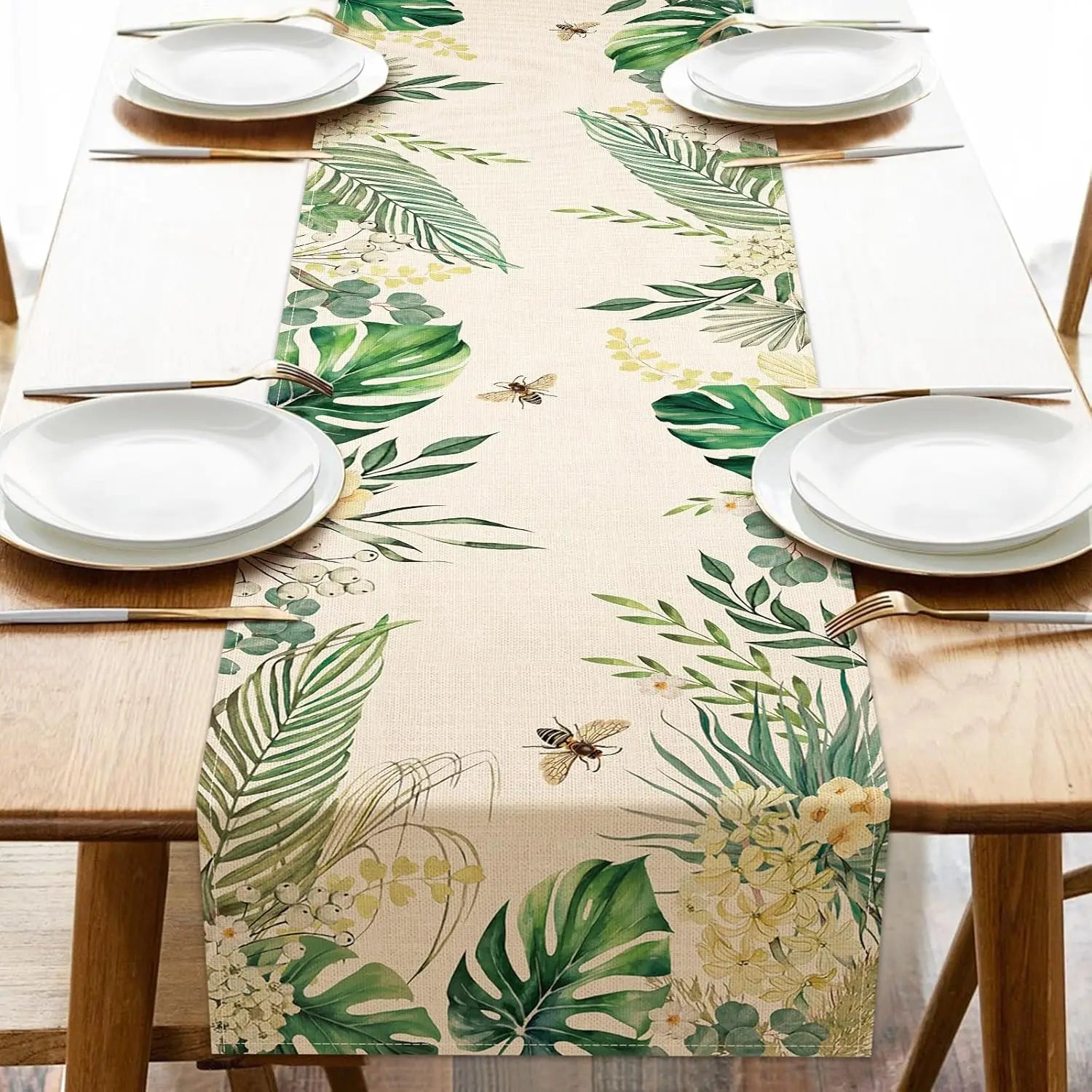Chemin de Table en Lin Tropical Nature