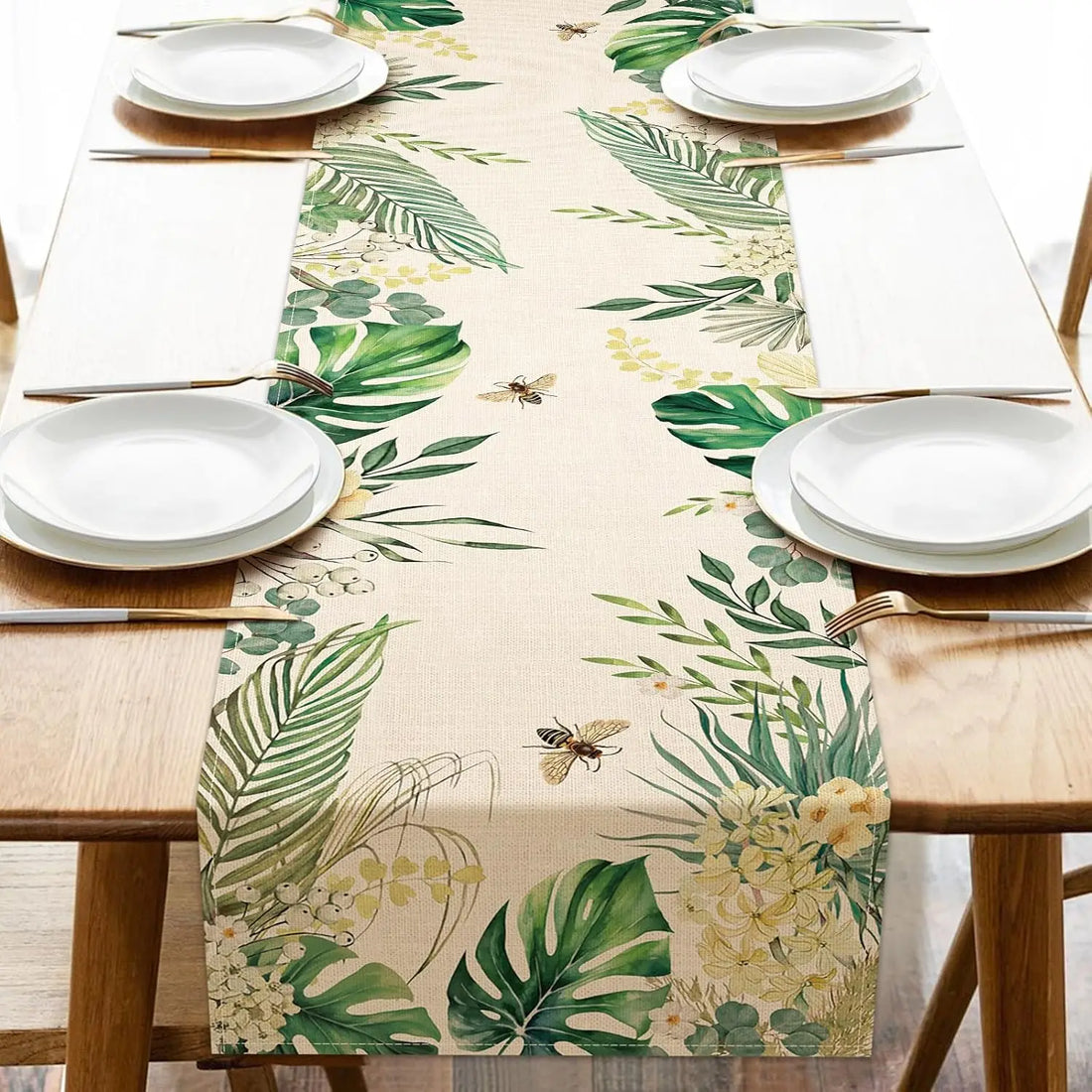 Chemin de Table en Lin Tropical Nature
