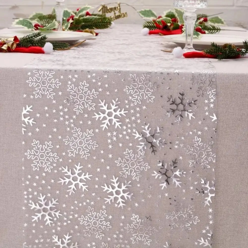 Chemin de Table en Organza à Flocons Argentés Léger