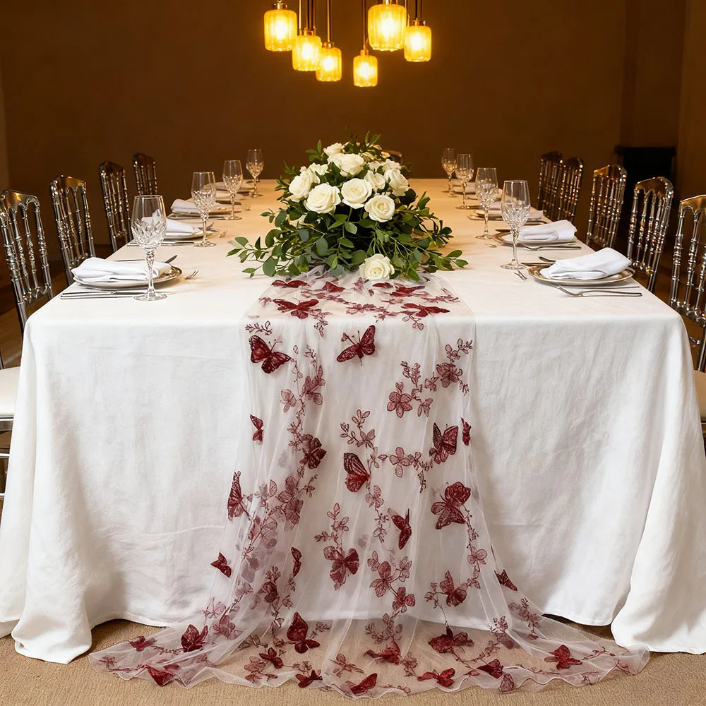 Chemin de Table en Tulle à Papillons Elégante