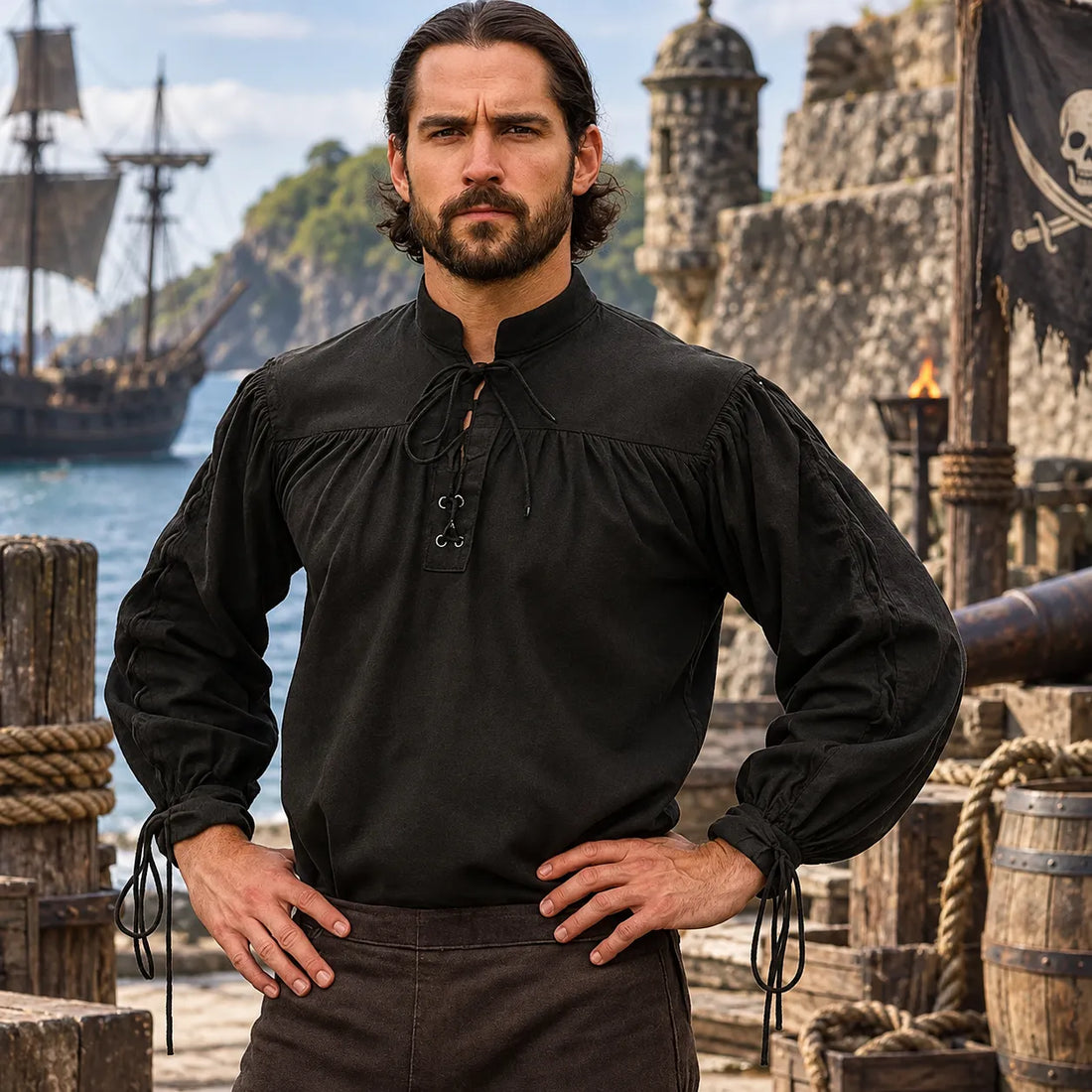 Chemise Pirate Noire Réaliste