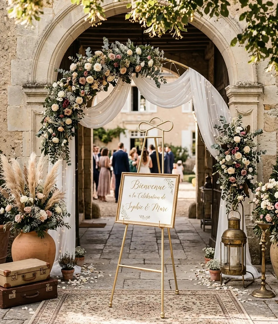 Chevalet Mariage Elégant Doré Léger