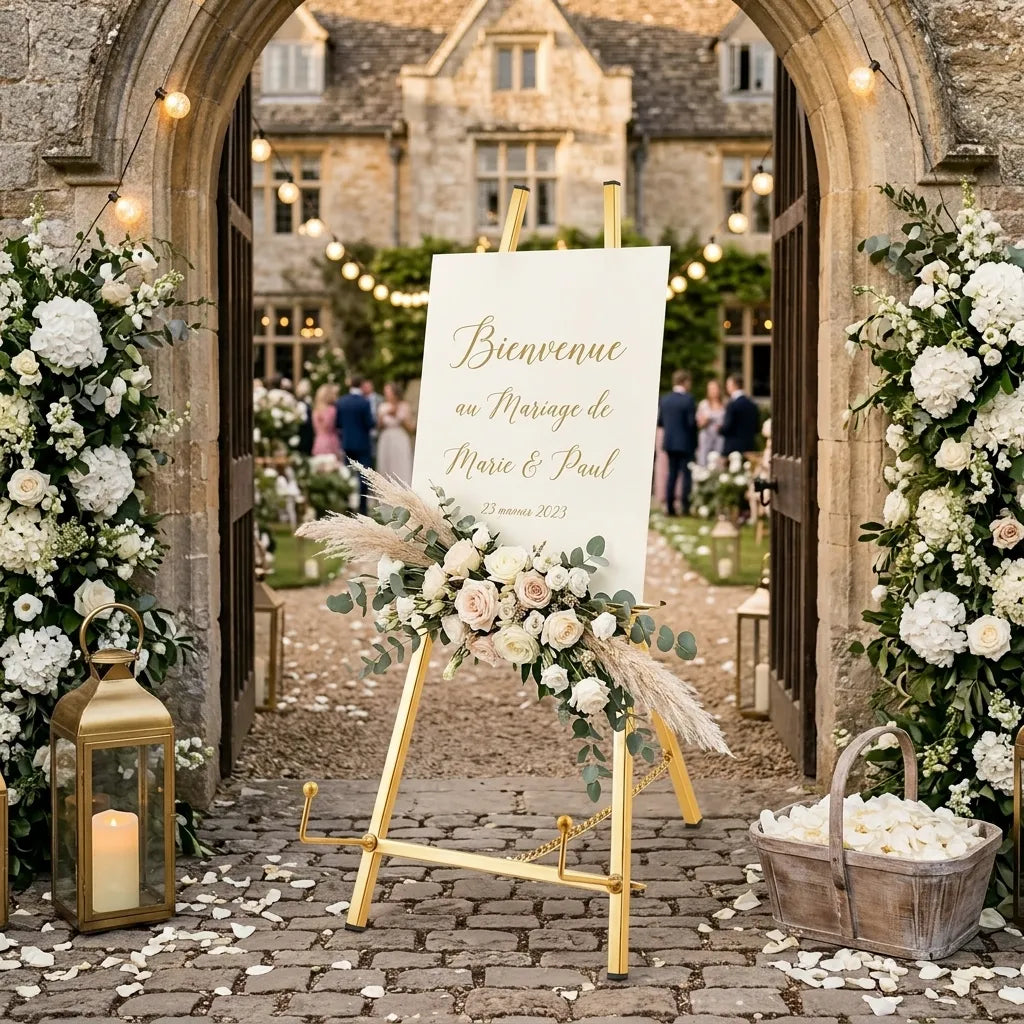 Chevalet Mariage en Métal Doré Elégant