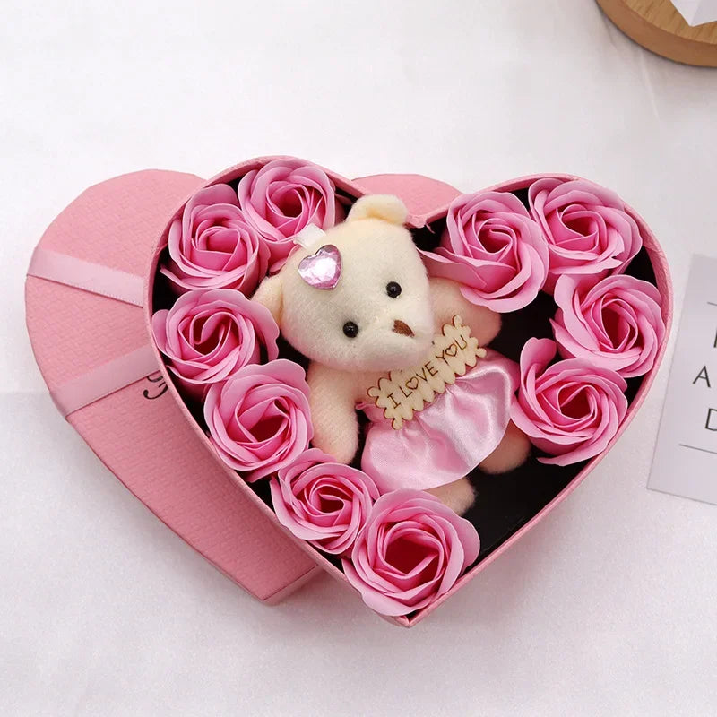 Coffret de Peluche et de Roses raffinée