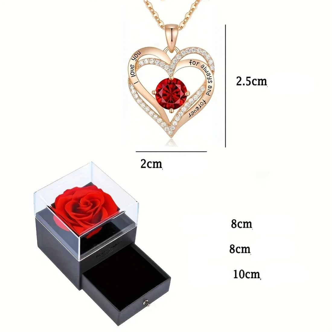 Coffret de Rose et de Collier Cœur Unique