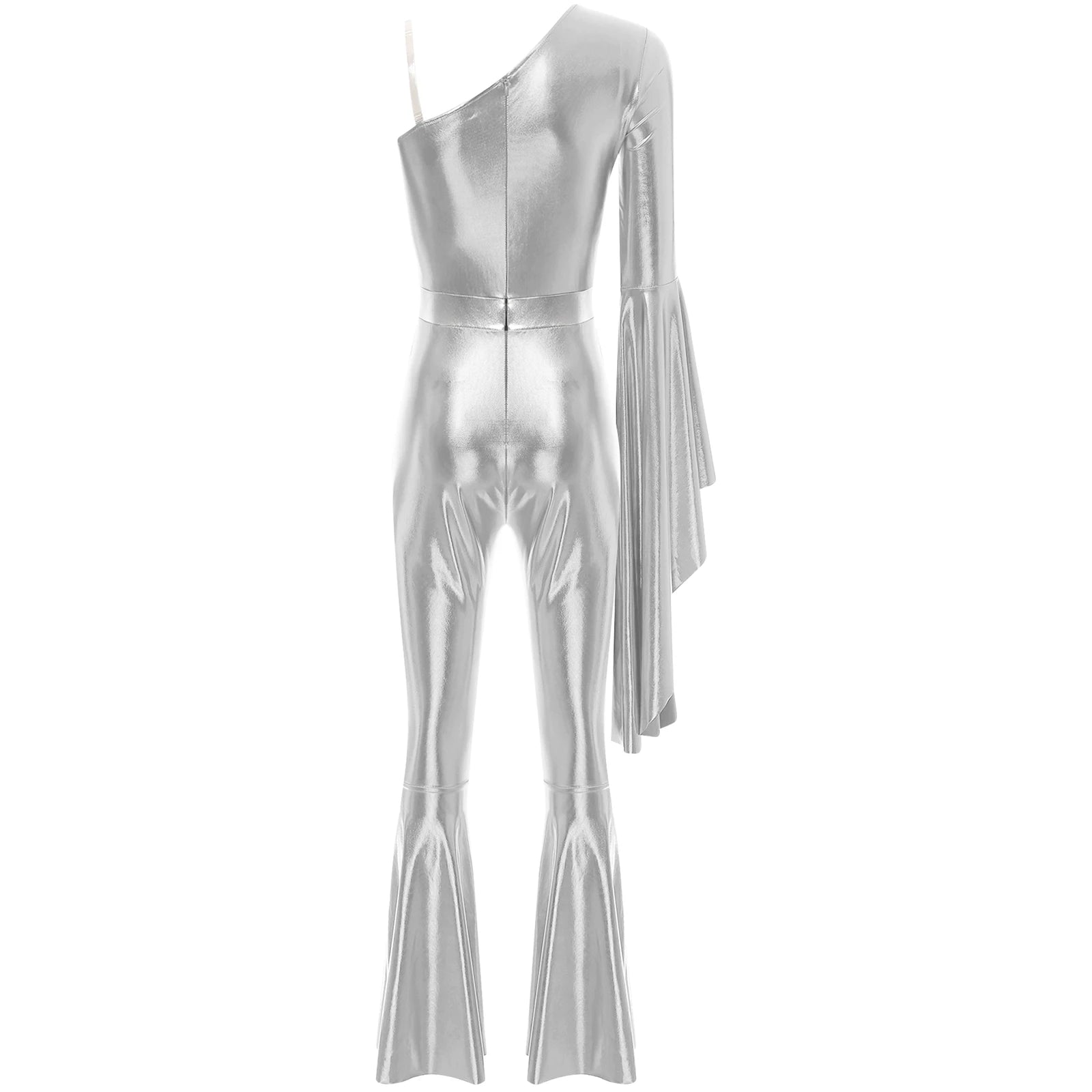 Combinaison Femme Disco Argentée extensible 