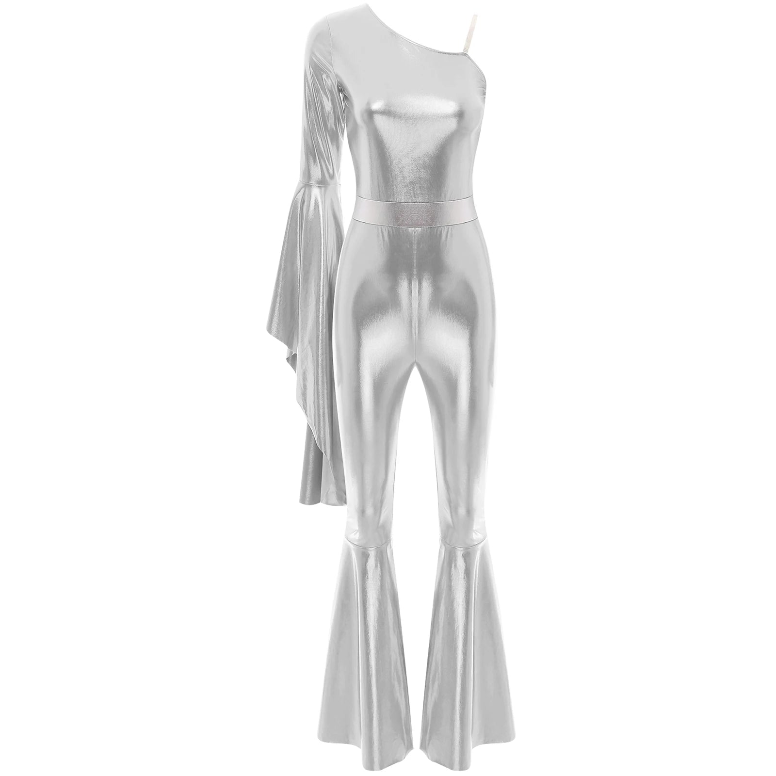 Combinaison Femme Disco Argentée élégante 