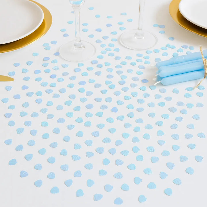 Confettis Anniversaire Coquillages Bleus