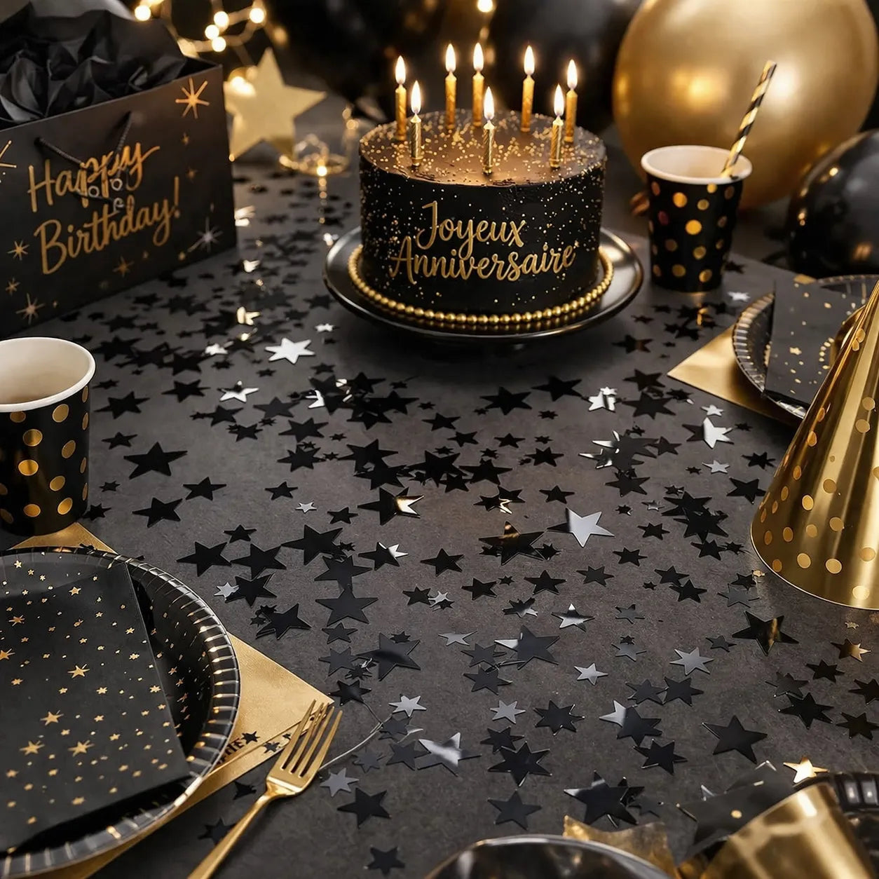 Confettis Etoiles Noirs chic