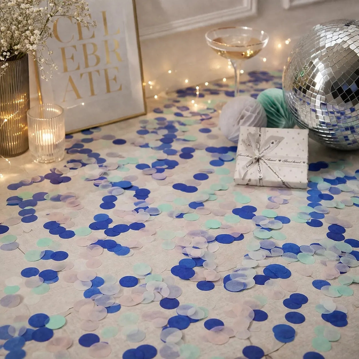 Confettis Festifs Bleus