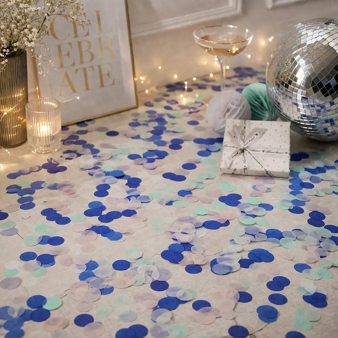 Confettis Festifs Bleus