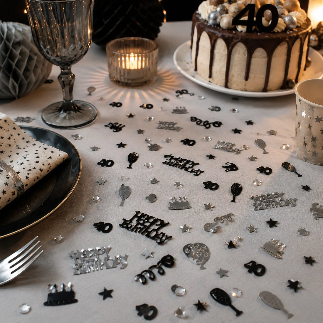 Confettis Happy Birthday 40th Stylé