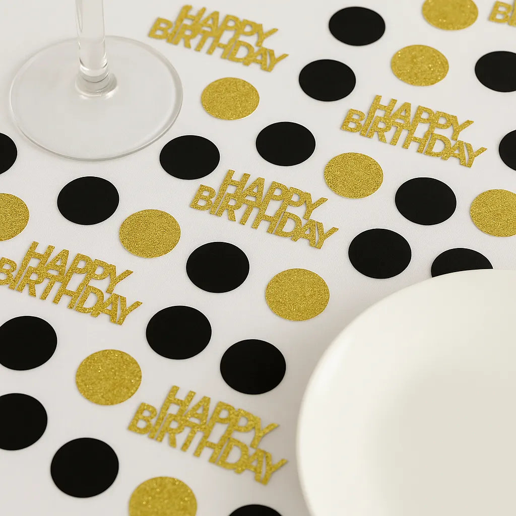 Confettis Happy Birthday Noir et Or