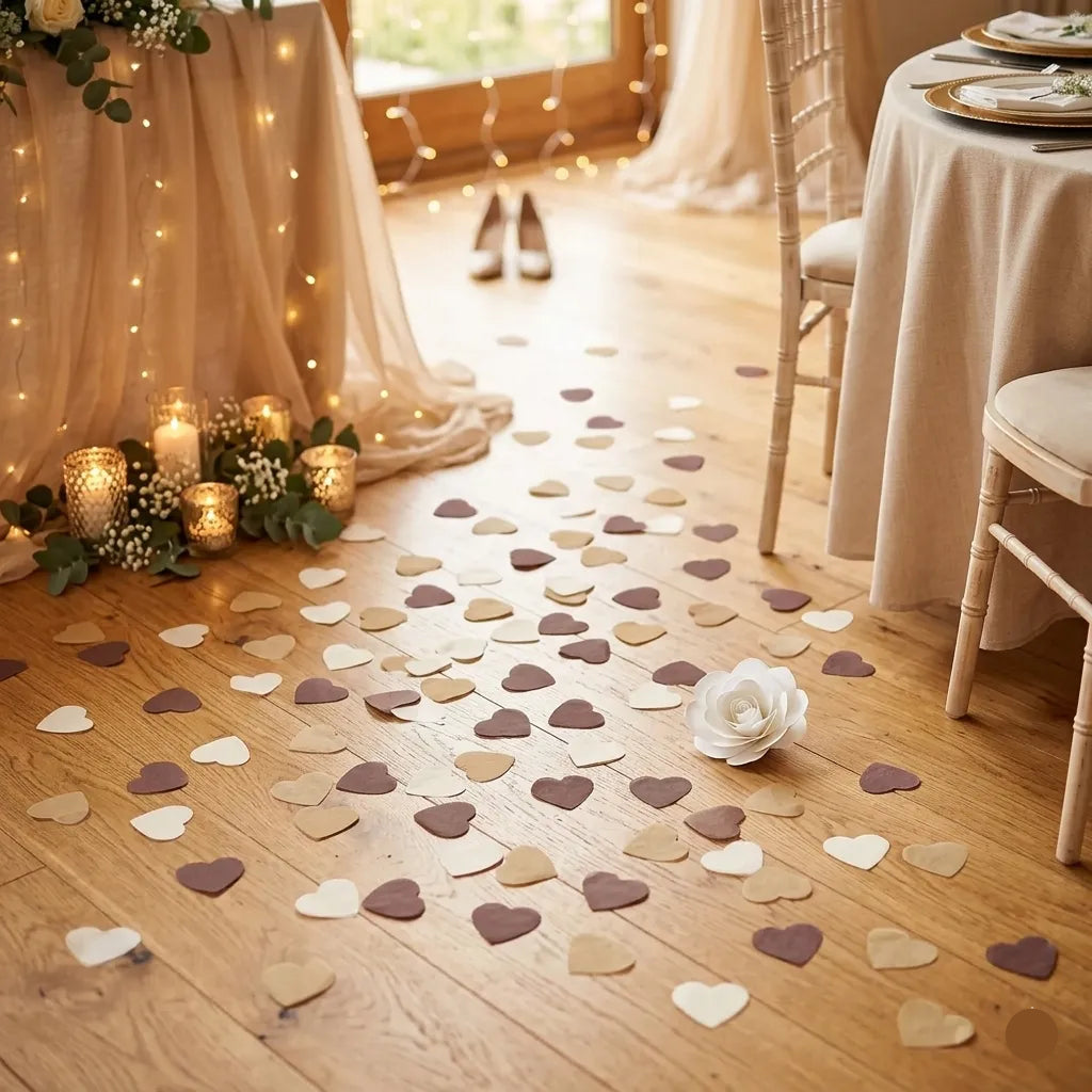 Confettis Papier Cœurs Marron Unique