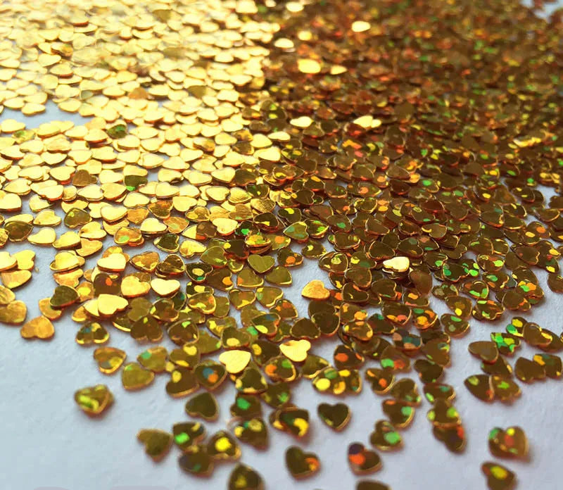 Confettis de Table Cœurs Or Brillants