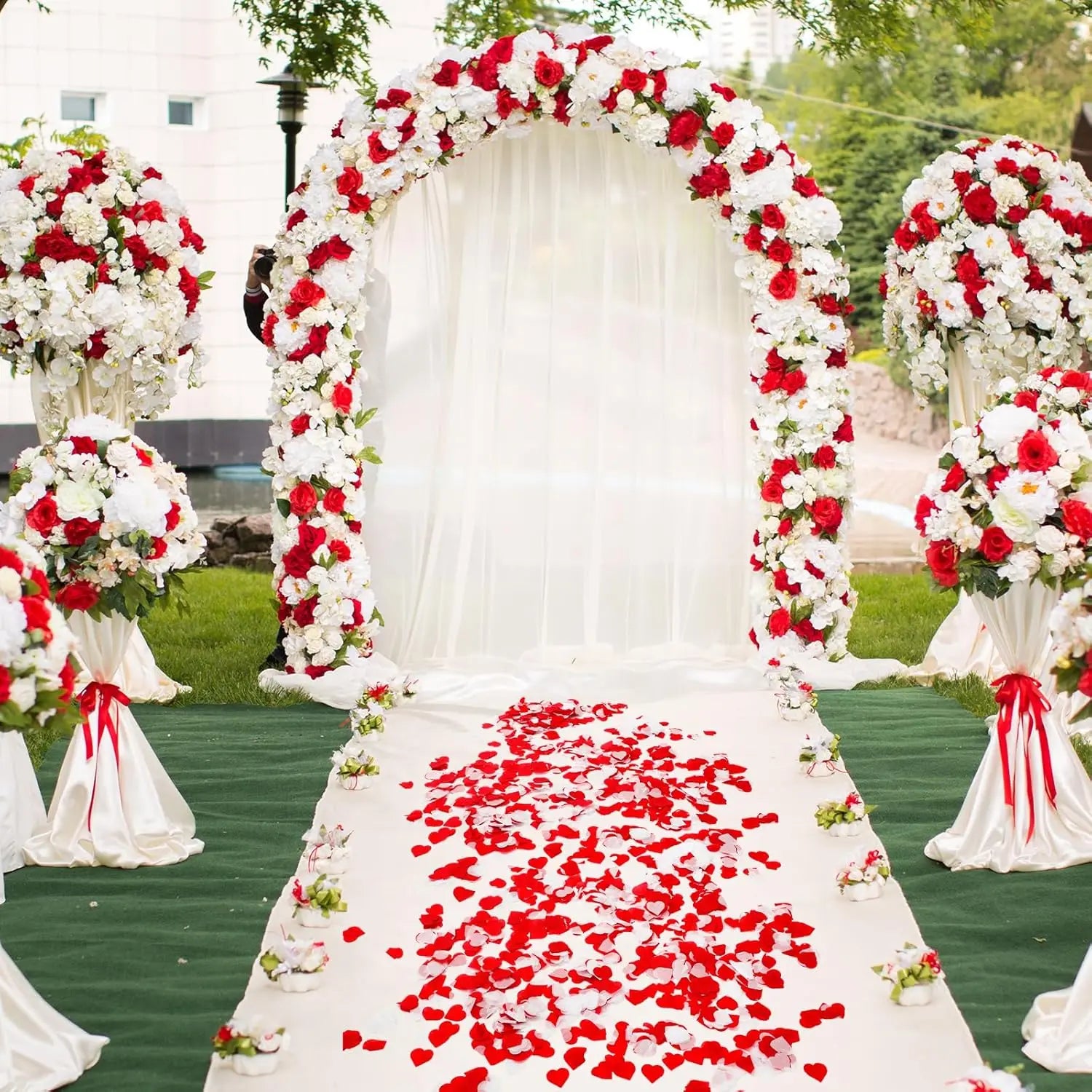 Confettis de Table Cœurs Rouges et Blancs réutilisables
