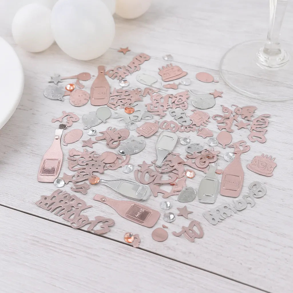 Confettis de Table Or Rose Anniversaire 13 Ans