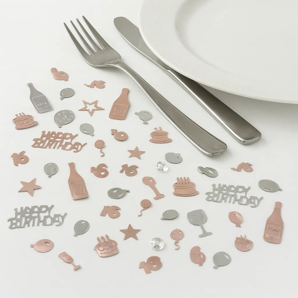 Confettis de Table Or Rose Anniversaire 16 Ans