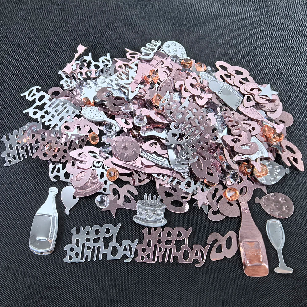 Confettis de Table Or Rose Anniversaire 20 Ans Design