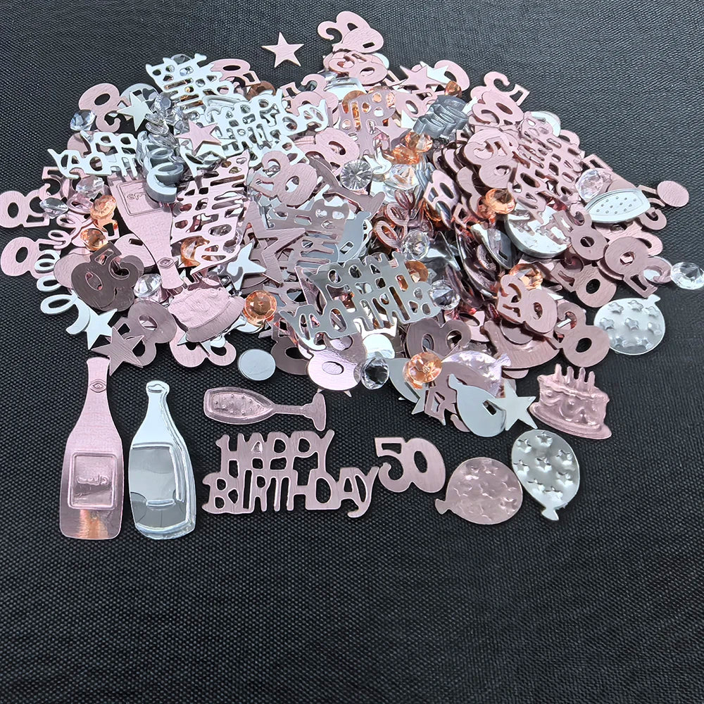 Confettis de Table Or Rose Anniversaire 50 Ans Design