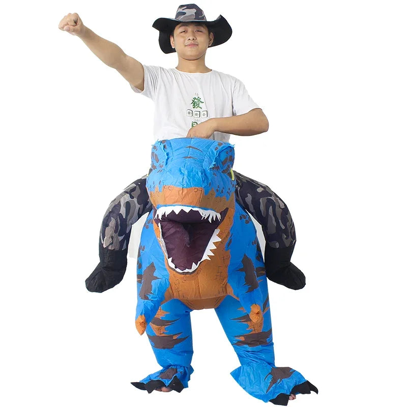 Costume Cavalier Dinosaure Bleu Design