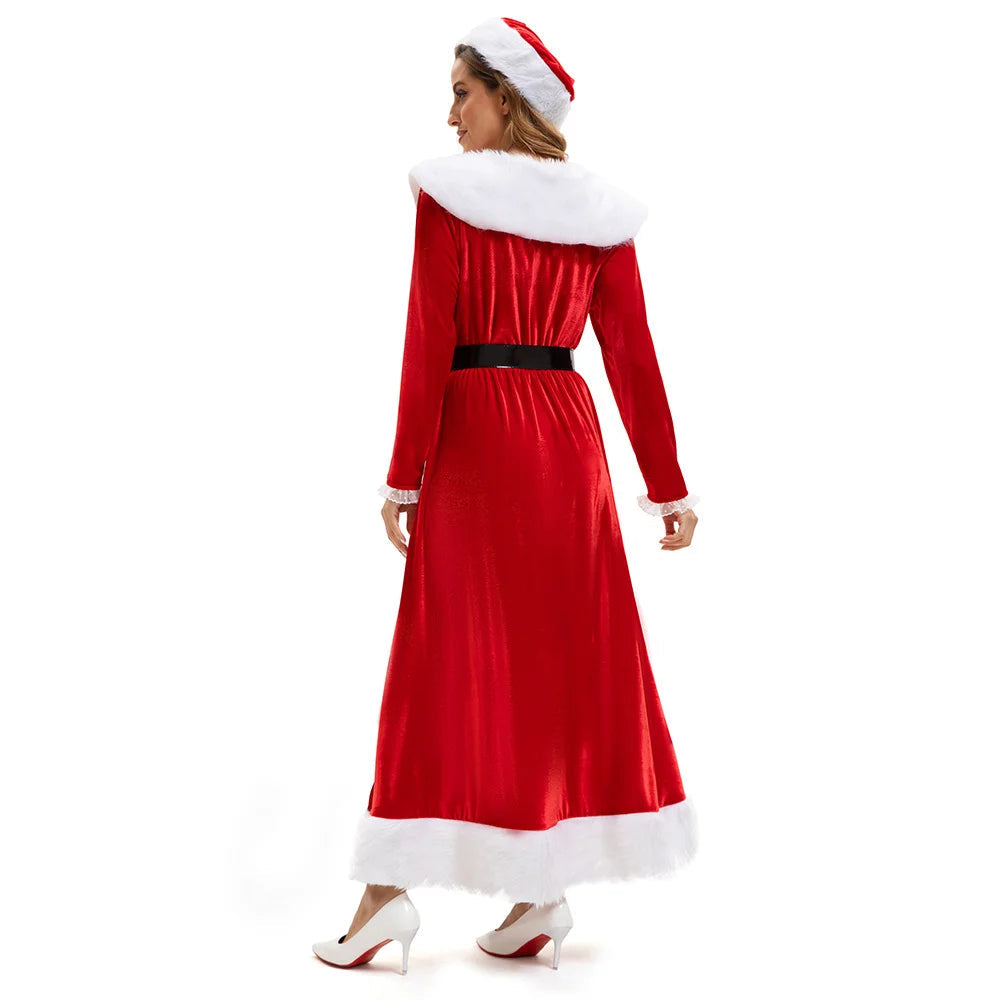 Costume Mère Noël Élégant en Polyester Confortable 