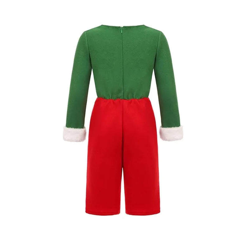 Costume Noël Elfe Homme Rouge Vert Polyester 