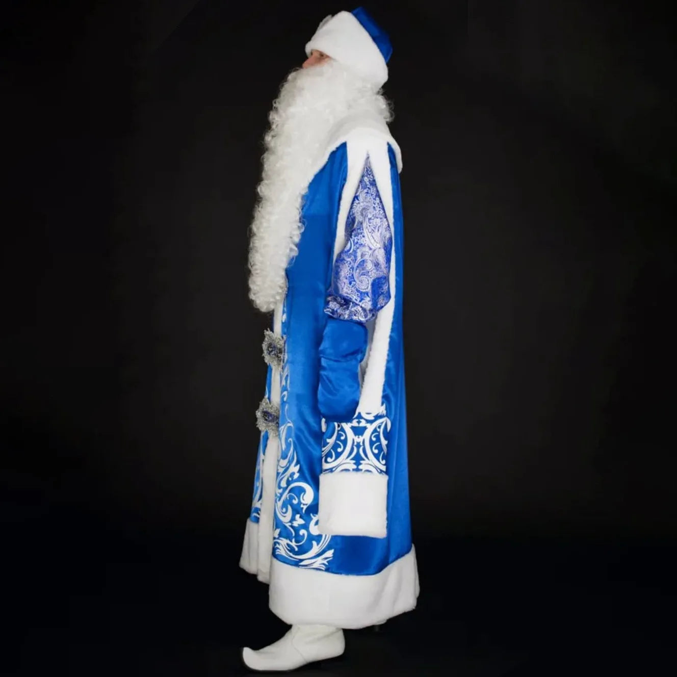Costume Père Noël Bleu Accessoirisé Flamboyant