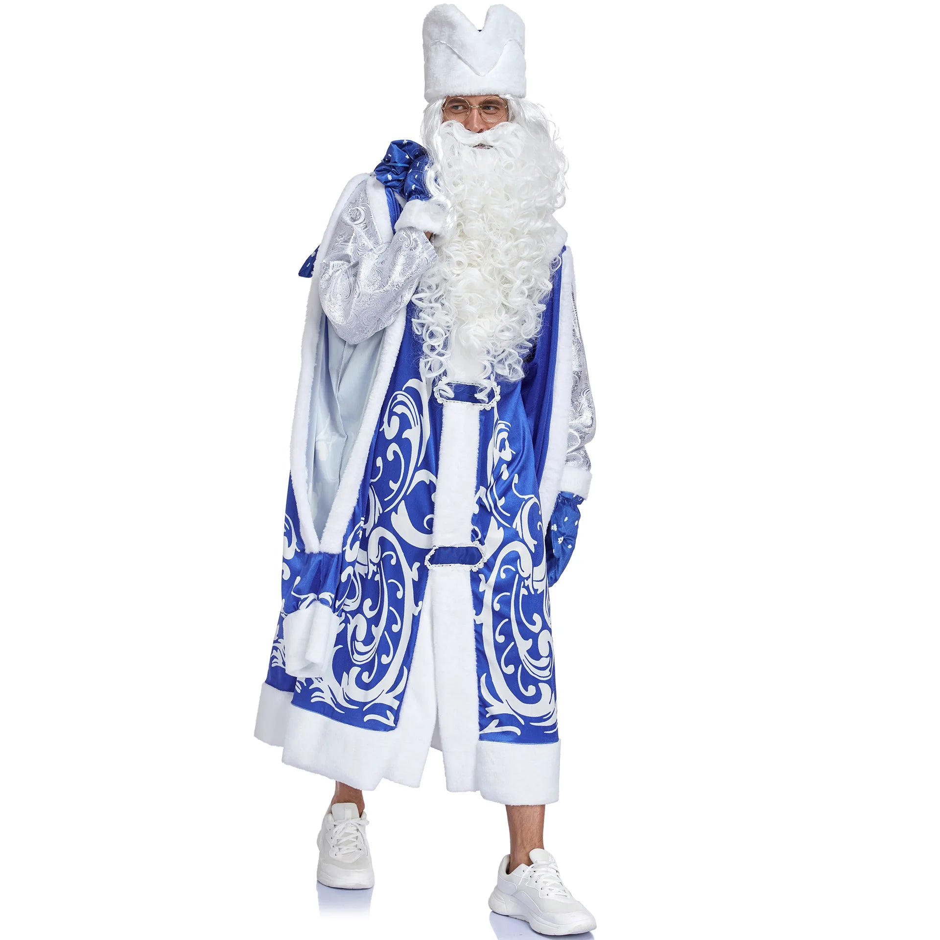 Costume Père Noël Bleu Accessoirisé Majestueux