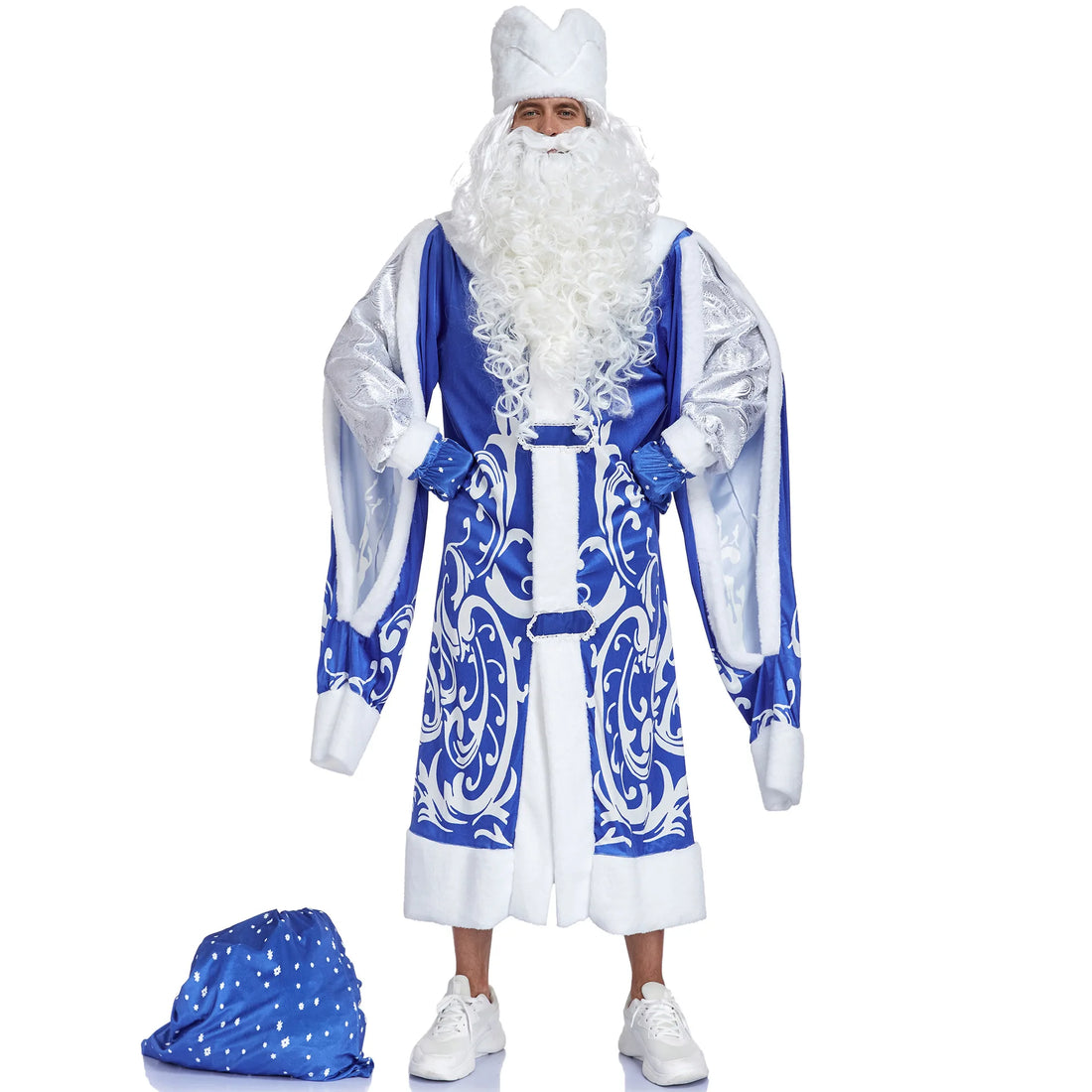 Costume Père Noël Bleu Accessoirisé Original
