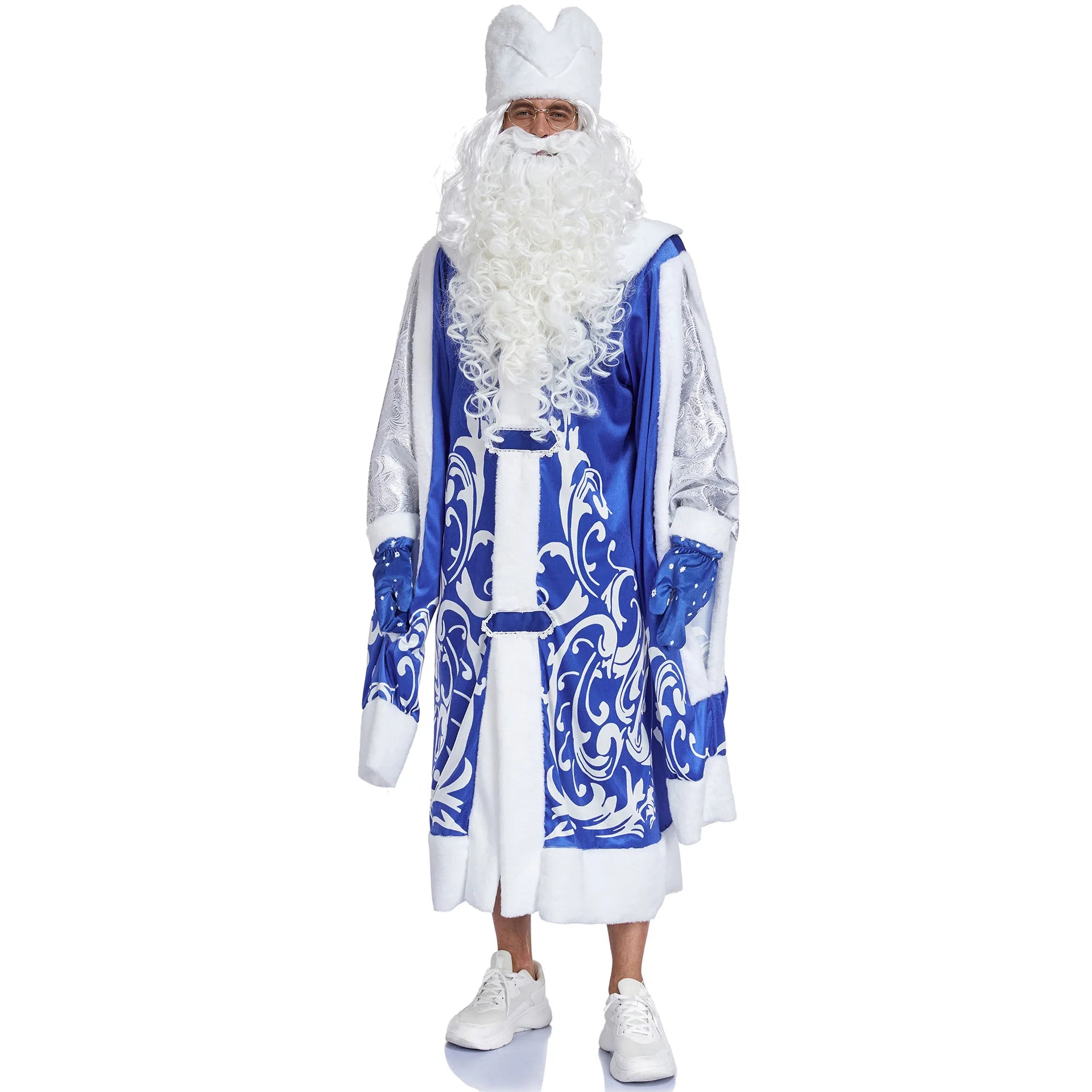 Costume Père Noël Bleu Accessoirisé Soyeux