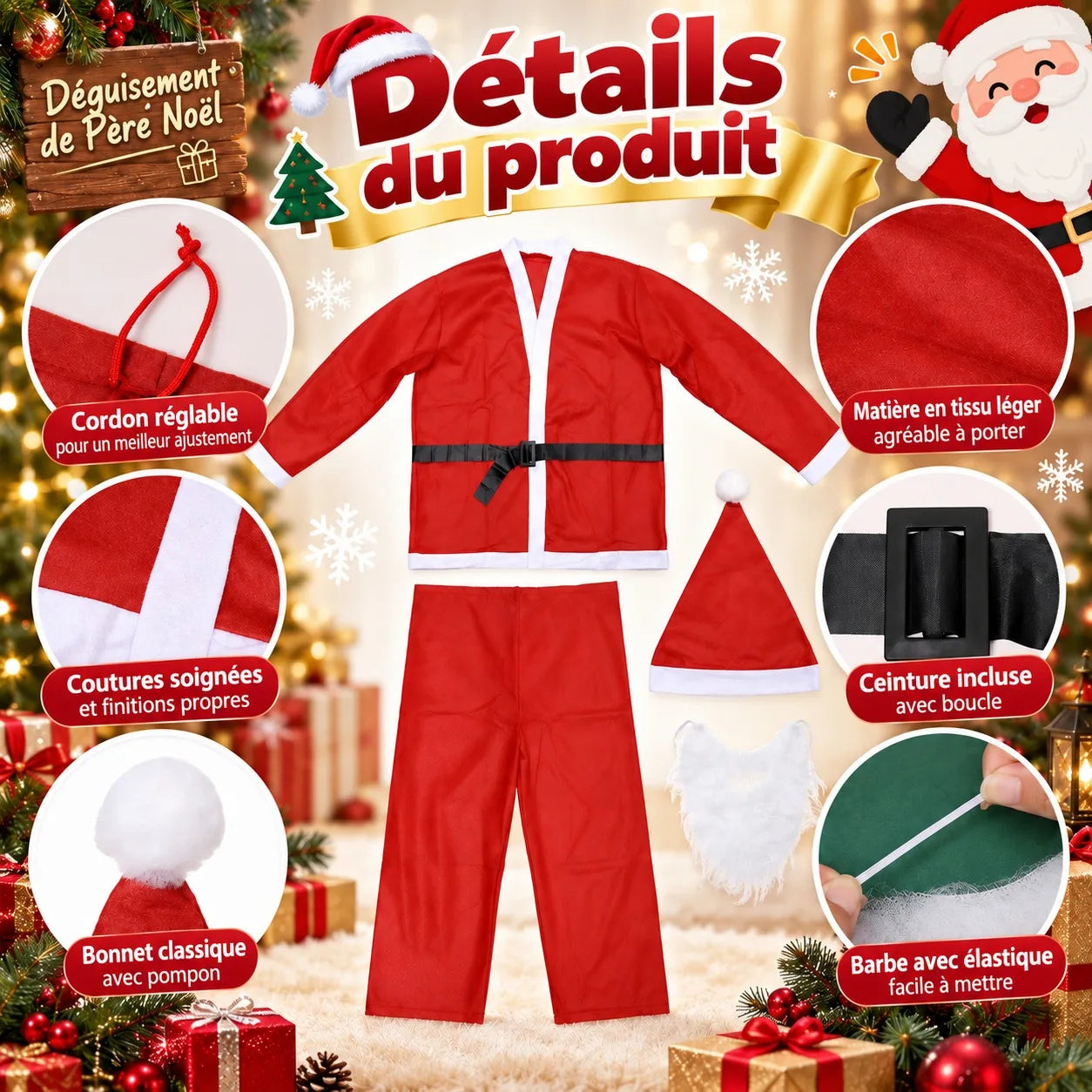 Costume Père Noël Confortable détails 