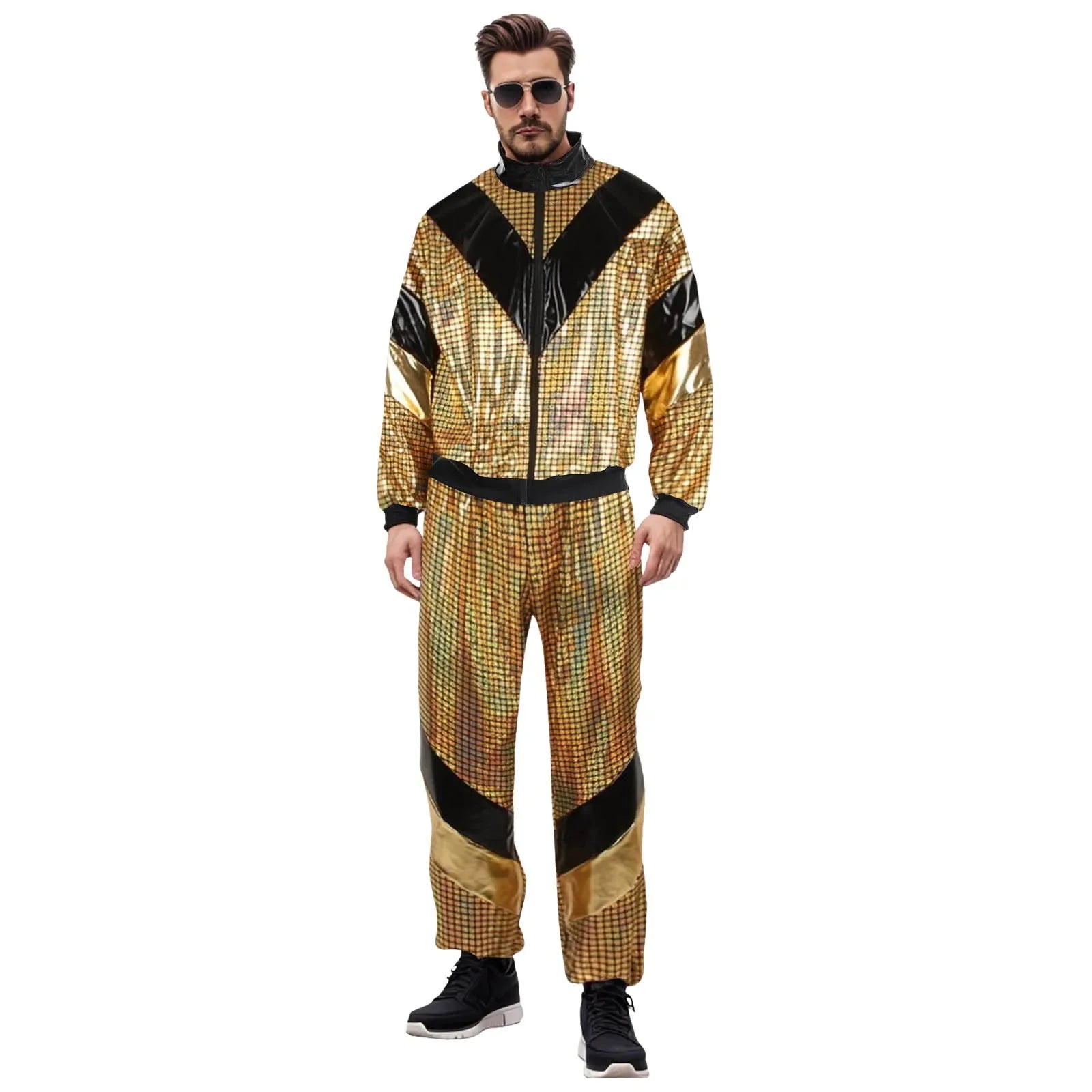 Costume de Sport Disco Doré Extensible