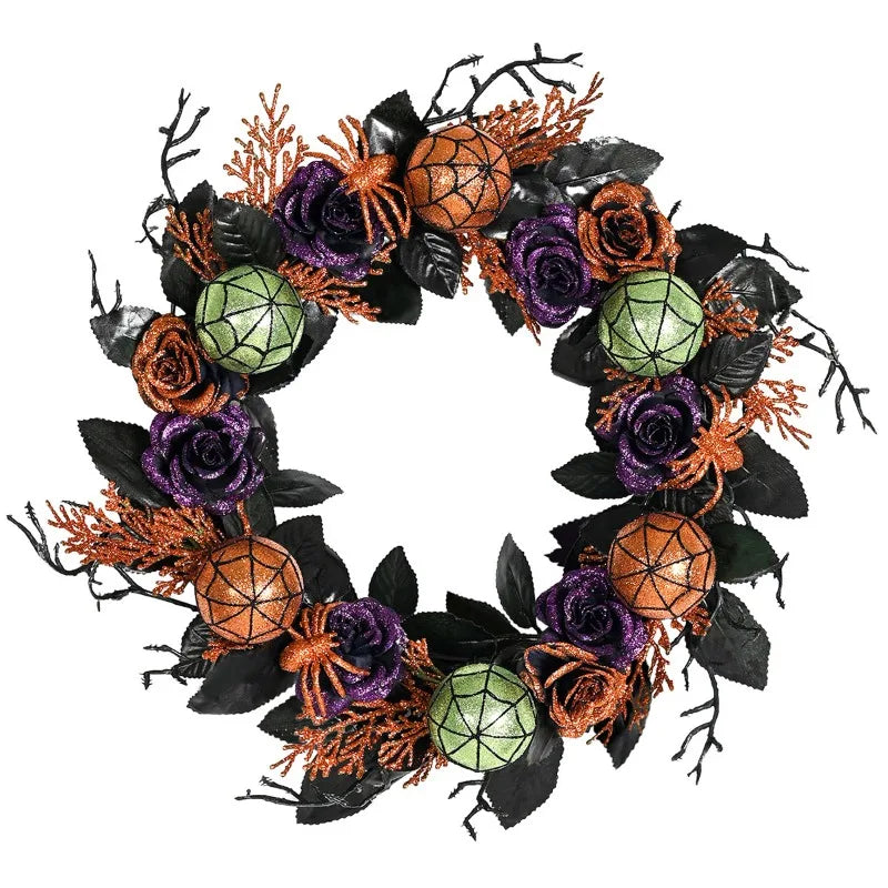 Couronne de Porte aux Couleurs Halloween Colorée Minimaliste