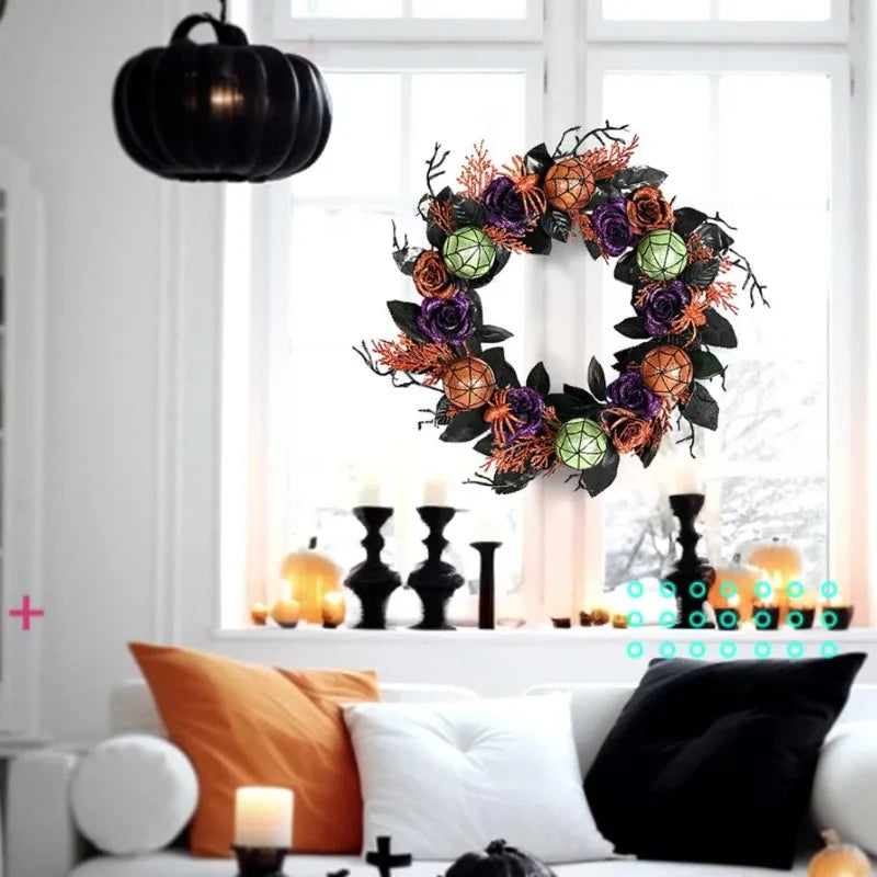 Couronne de Porte aux Couleurs Halloween Stylé