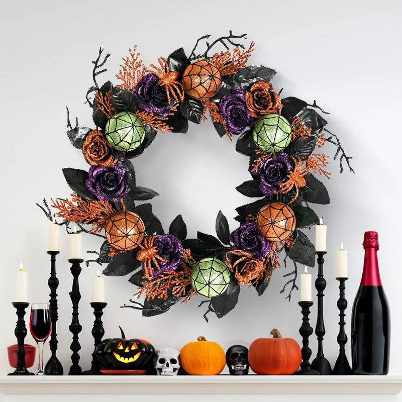 Couronne de Porte aux Couleurs Halloween Unique