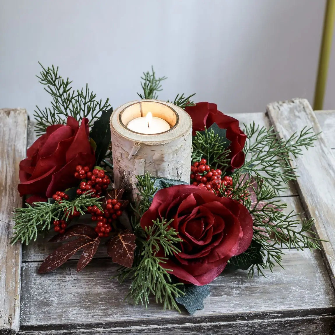 Couronne de Table Fleur de Rose pour Bougie