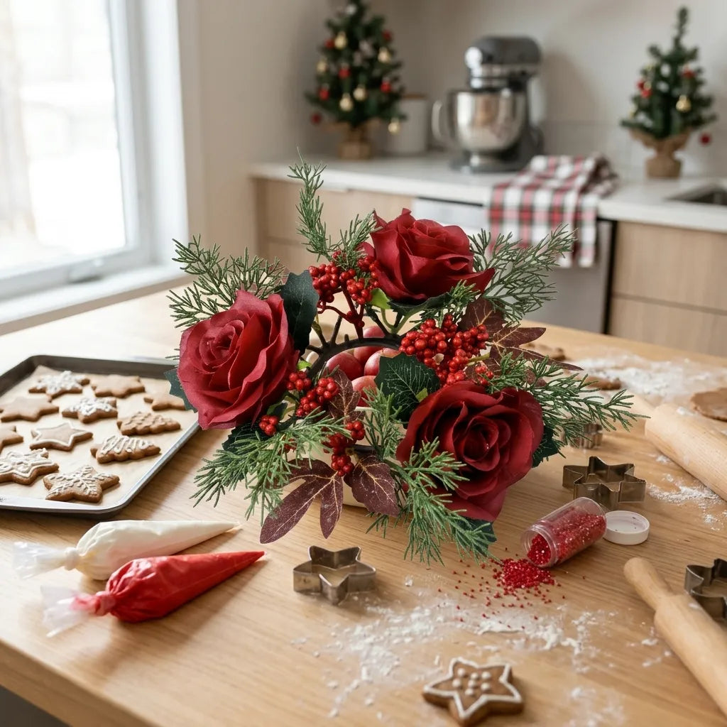Couronne de Table Fleur de Rose pour Bougie Romantique