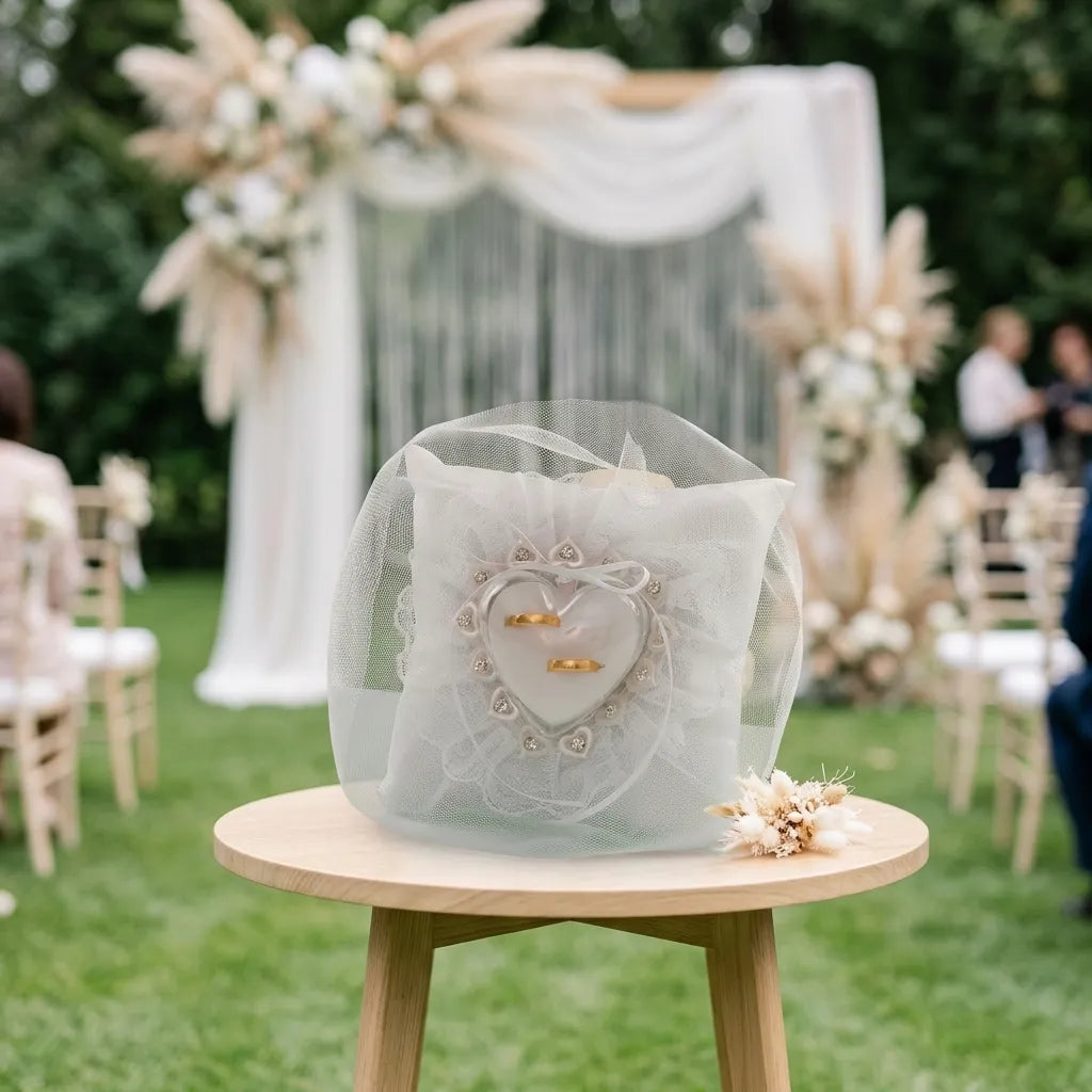 Coussin Anneaux Mariage à Voile élégant