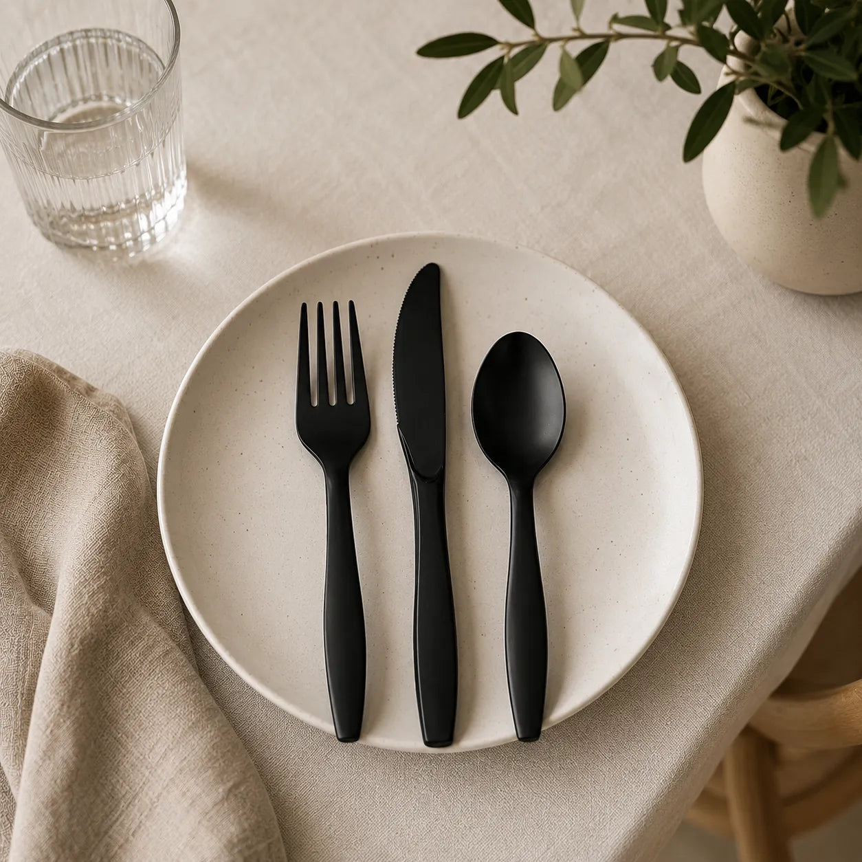 Couvert Jetable Noir Pratique