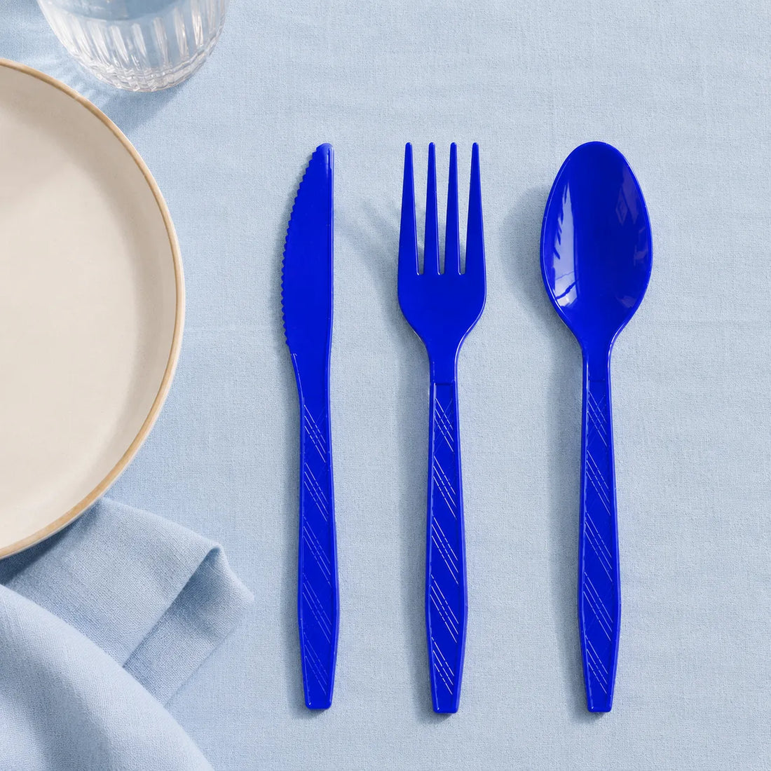 Couverts Jetables Bleus Uniques