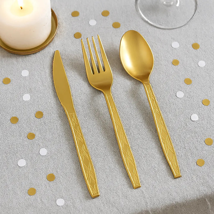 Couverts Jetables Dorés 1