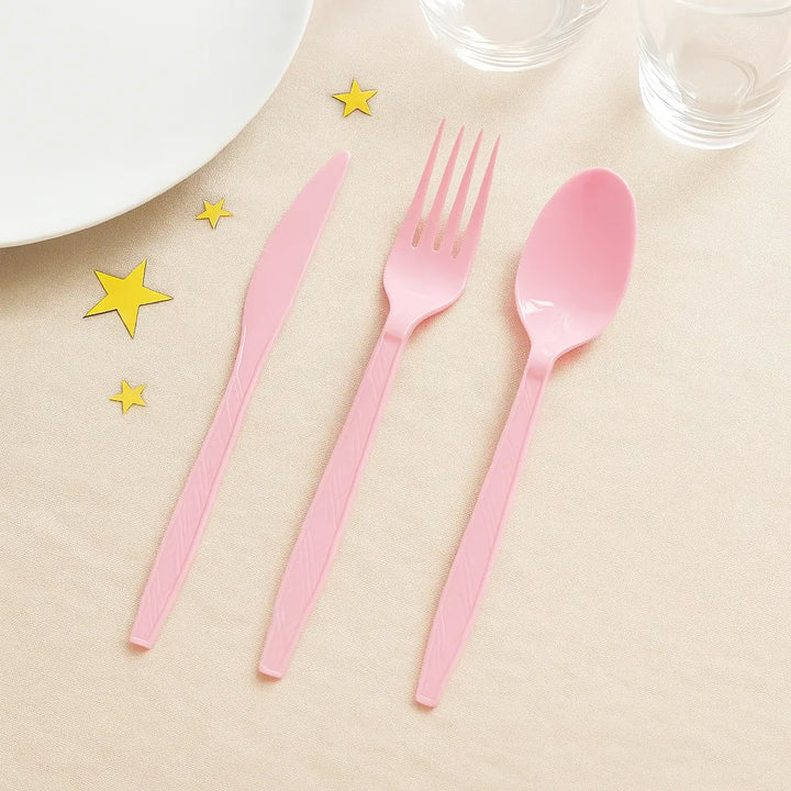 Couverts Jetables Roses 1