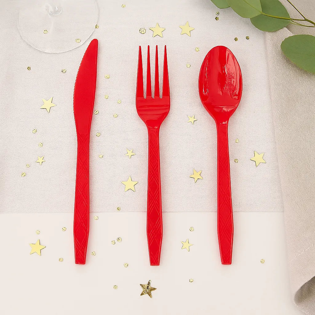 Couverts Jetables Rouges