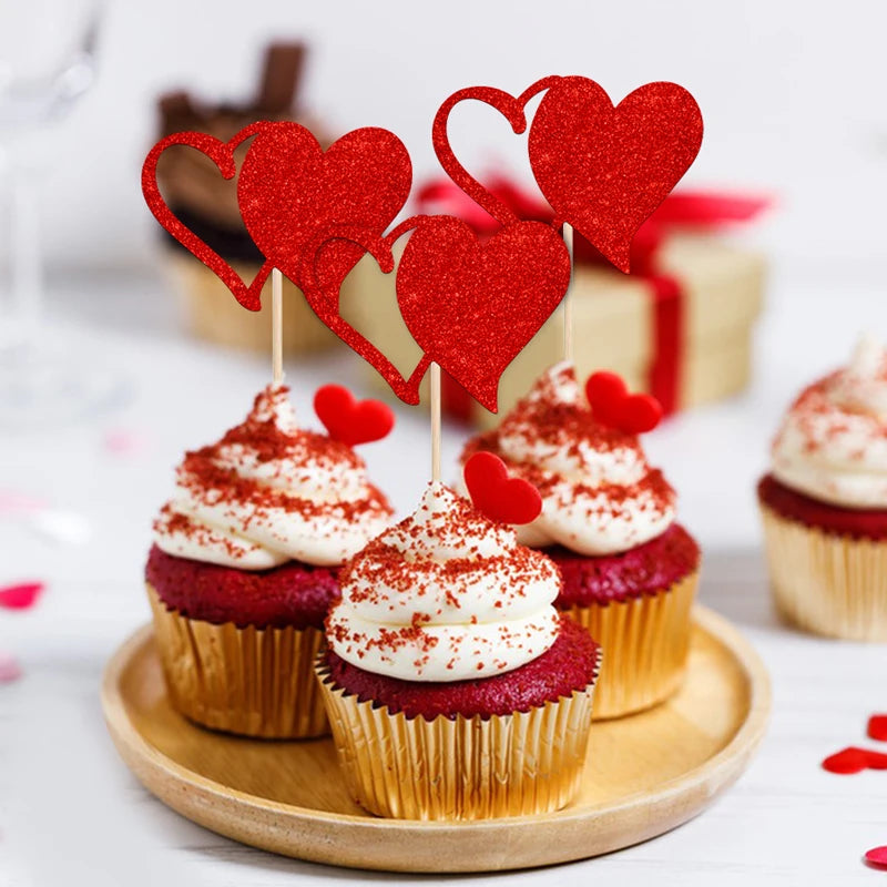 CupCake Topper Cœur Rouge Chic