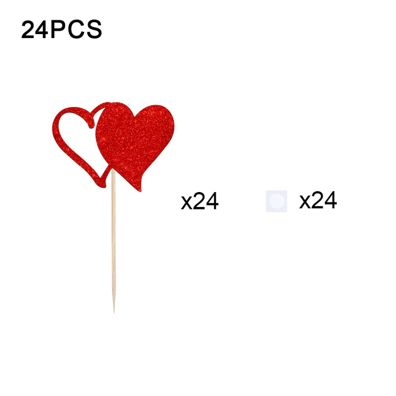 CupCake Topper Cœur Rouge Durable
